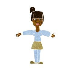 cartoon woman shrugging shoulders N255