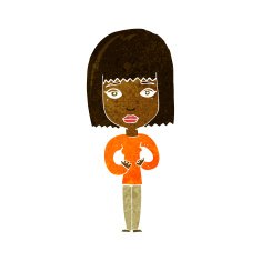 cartoon woman indicating self N5