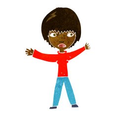 cartoon waving woman N75