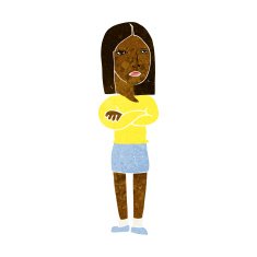 cartoon woman with folded arms N16