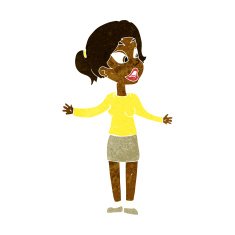 cartoon pretty woman explaining something N6