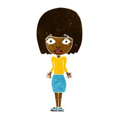 cartoon woman shrugging shoulders N259