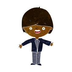 cartoon happy boy with open arms N10