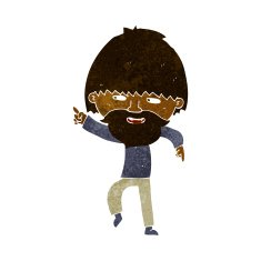 cartoon bearded man pointing and laughing N6