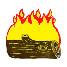 cartoon burning log N2