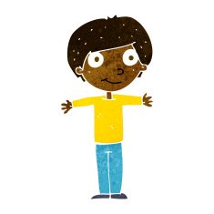 cartoon happy boy with open arms N11