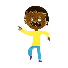 cartoon man with mustache pointing N17