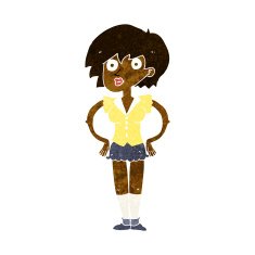 cartoon surprised woman with hands on hips N6