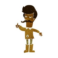 cartoon old man in poor clothes N5