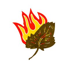 cartoon burning dry leaf symbol N3