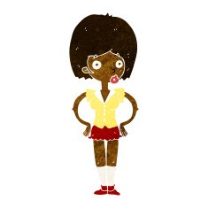 cartoon woman with hands on hips N117