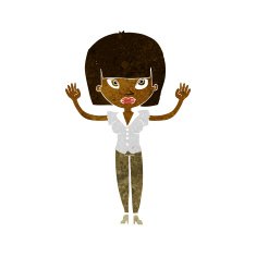 cartoon woman with raised hands N5