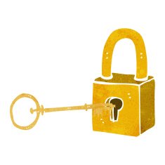 cartoon padlock and key N3