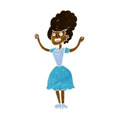 cartoon happy 1950's woman N6