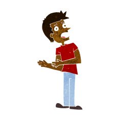 cartoon man making excuses N6