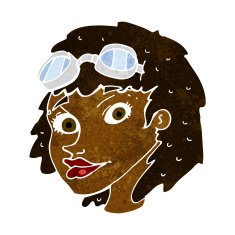 cartoon happy woman wearing aviator goggles N6