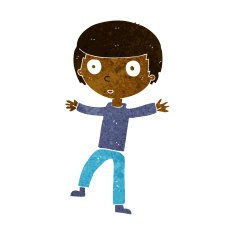 cartoon startled boy N21