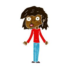 cartoon girl shrugging shoulders N17