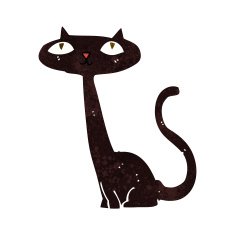 cartoon black cat N42