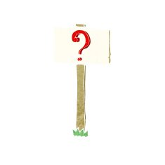 cartoon signpost with question mark N2