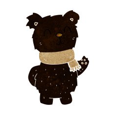 cartoon waving black bear N18
