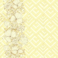 Vector seamless doodle border of flowers and berries Monochrome version