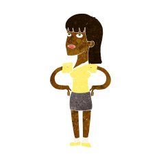 cartoon woman with hands on hips N118