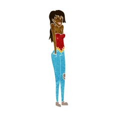 cartoon pretty woman shrugging shoulders N6