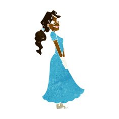 cartoon pretty woman in dress N26