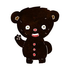 cartoon waving black bear cub N13