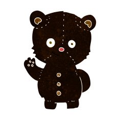 cartoon waving black bear cub N14