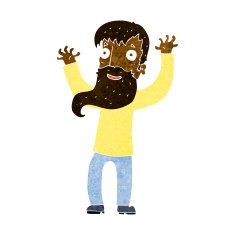 cartoon excited man with beard N5