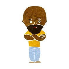 cartoon shocked bald man with beard N6
