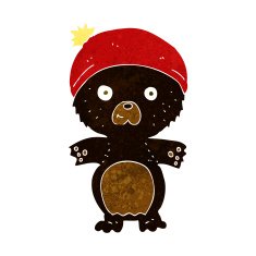 cartoon cute black bear in hat N2