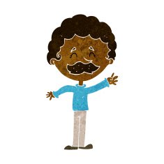 cartoon man with mustache waving N16