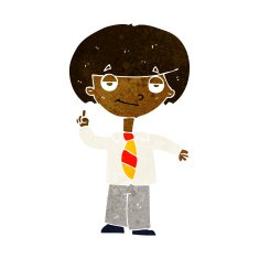 cartoon school boy answering question N27