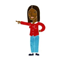 cartoon woman pointing N121