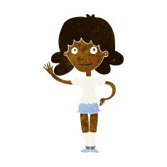 Cartoon Woman Waving N184
