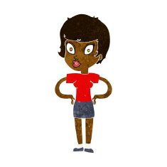 cartoon woman with hands on hips N119