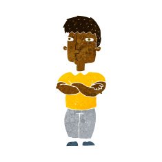 cartoon man with crossed arms N16