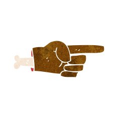 cartoon pointing severed hand symbol N2