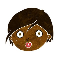 cartoon surprised female face N32