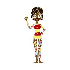 cartoon woman covered in tattoos N6