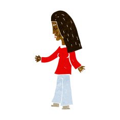 cartoon woman with open arms N54