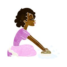 cartoon woman scrubbing floor N5