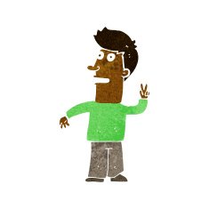cartoon man making peace sign N6