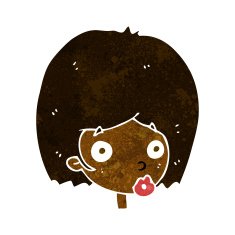 cartoon surprised female face N33