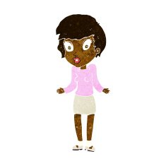 cartoon woman shrugging shoulders N264