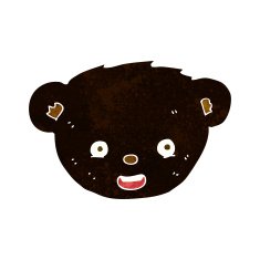 cartoon black bear face N11