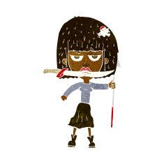 cartoon woman with knife and harpoon N6
